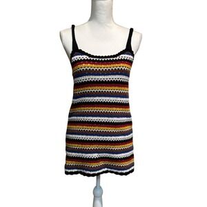 Zara Women's Striped Crochet‎ Mini Dress Wide Strap Size Small